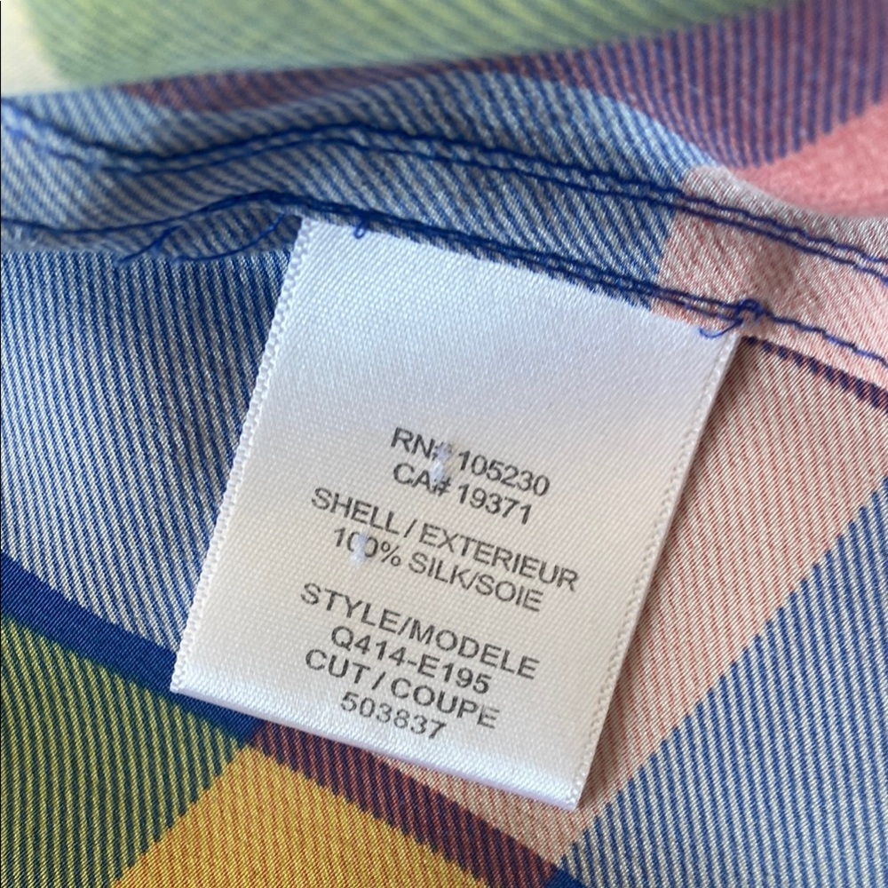 Equipment Blue and Pink Fitted Button Down Blouse BBB - Picture 5 of 7